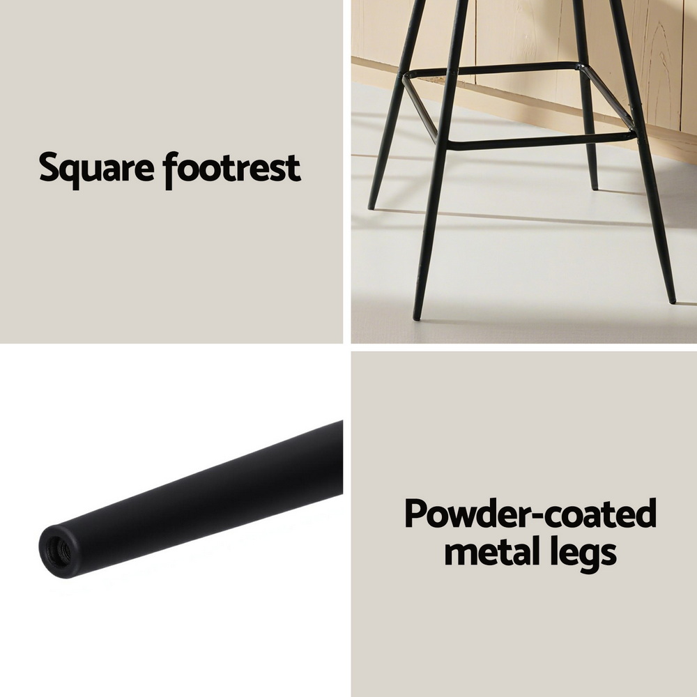 Artiss 4x Bar Stools Kitchen Dining Chair Counter Stool Woven Velvet Metal Ivory โ image 6