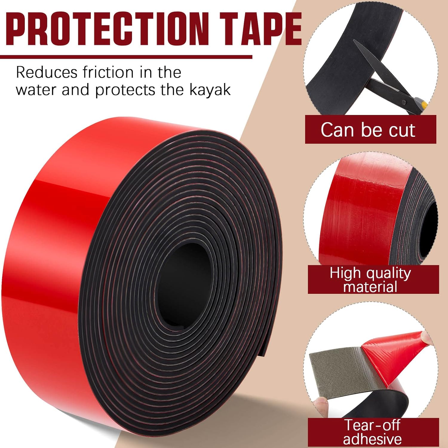 Amylove Kayak Keel Guard Self Adhesive DIY Kayak Keel Guard for Fiberglass Boat Protector Tape for Aluminum Boat Canoe Hull Prevent Scratches Damage Scars from