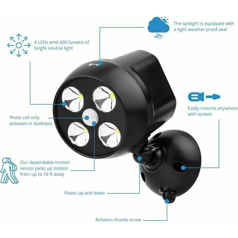 Waterproof Outdoor Light with Motion Detector Patio, Garden Hallway, LED Spotlight with Wireless Sensor Outdoor Security Light for Stairs — image 2
