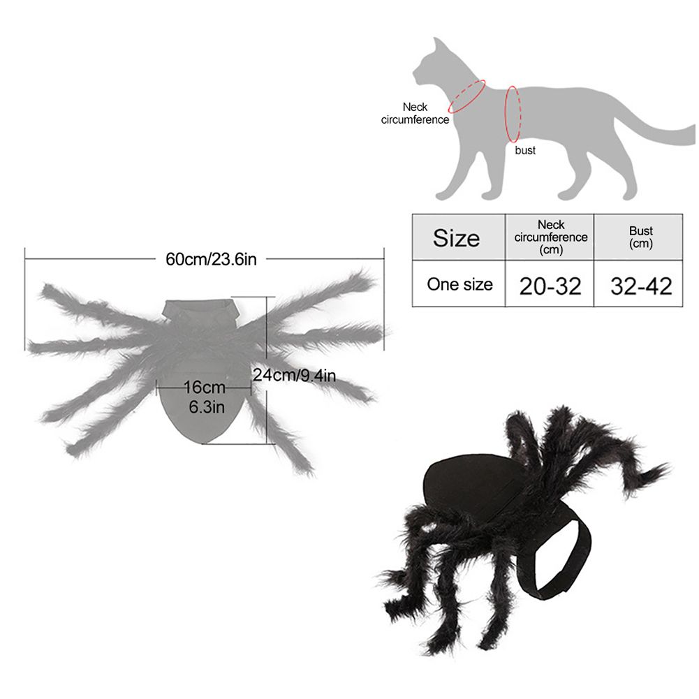Pet Spider Costume Halloween Pet Spider Clothes Dog Cat Horror Simulation Plush Spiders Dress Up Costume — image 2