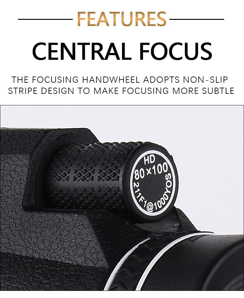 80 × 100 High Powered Monocular Telescope for Smartphone, Compact & Portable High Definition Monocular for Adults — image 3