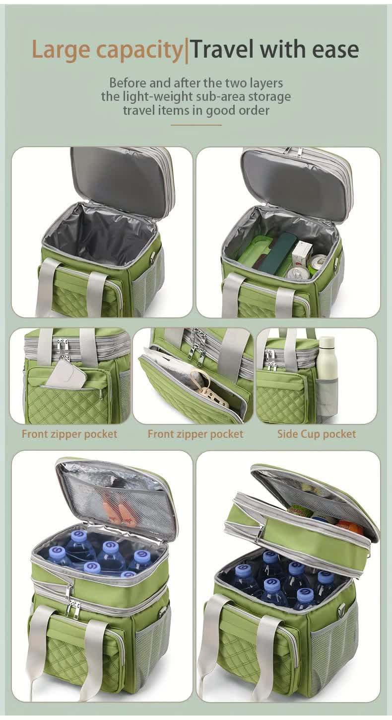 BLUE Large Capacity Travel Bag / Lunch Bag. Expandable 5cm, Multi-Compartment Storage, Hand/Shoulder Carry, Multi-Color Portable for Trips โ image 4