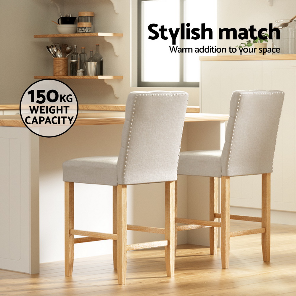 Artiss 4x Bar Stools Linen Upholstered Chairs — image 4