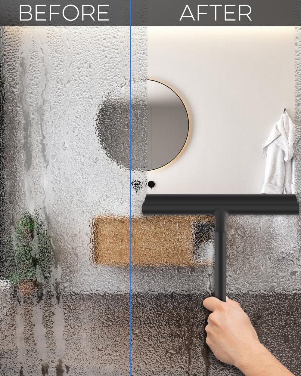 Silicone shower scraper for windows shower doors and car windows, with hook, white — image 6