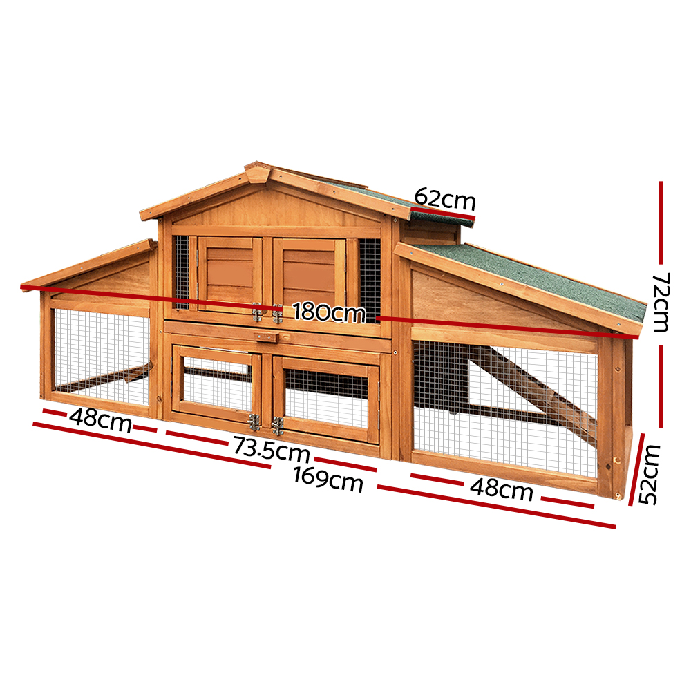 i.Pet Chicken Coop Rabbit Hutch 169cm x 52cm x 72cm Large Chicken Coop Wooden House Run Cage โ image 2