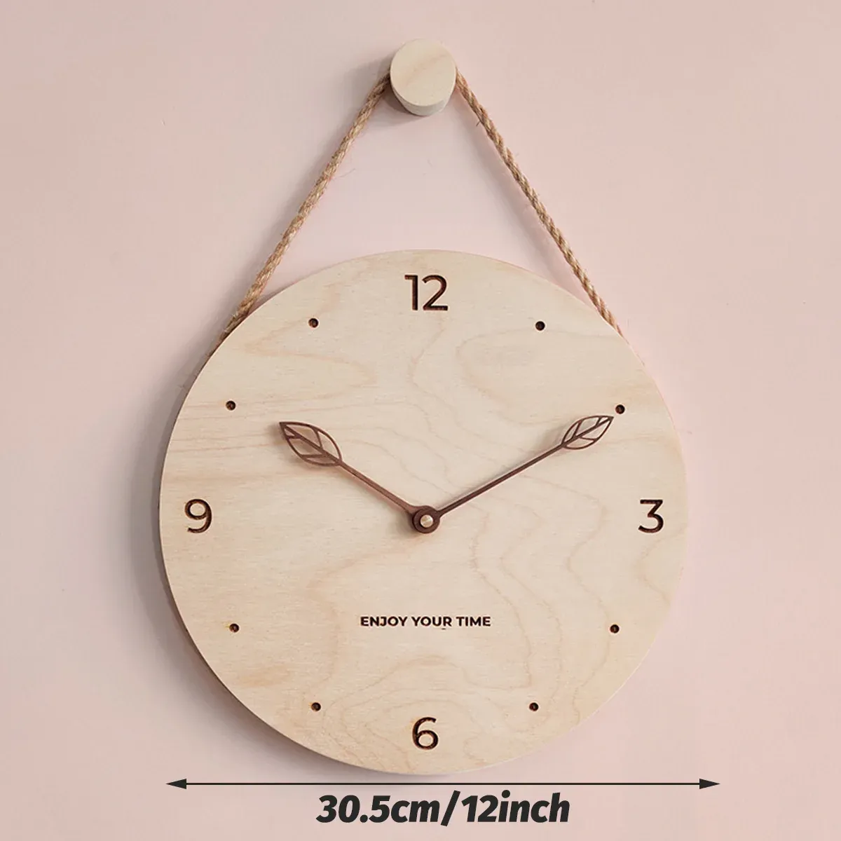 Creative Fashionable Log Wall Clock Natural Wood Colour Silent for Home Decor — image 3