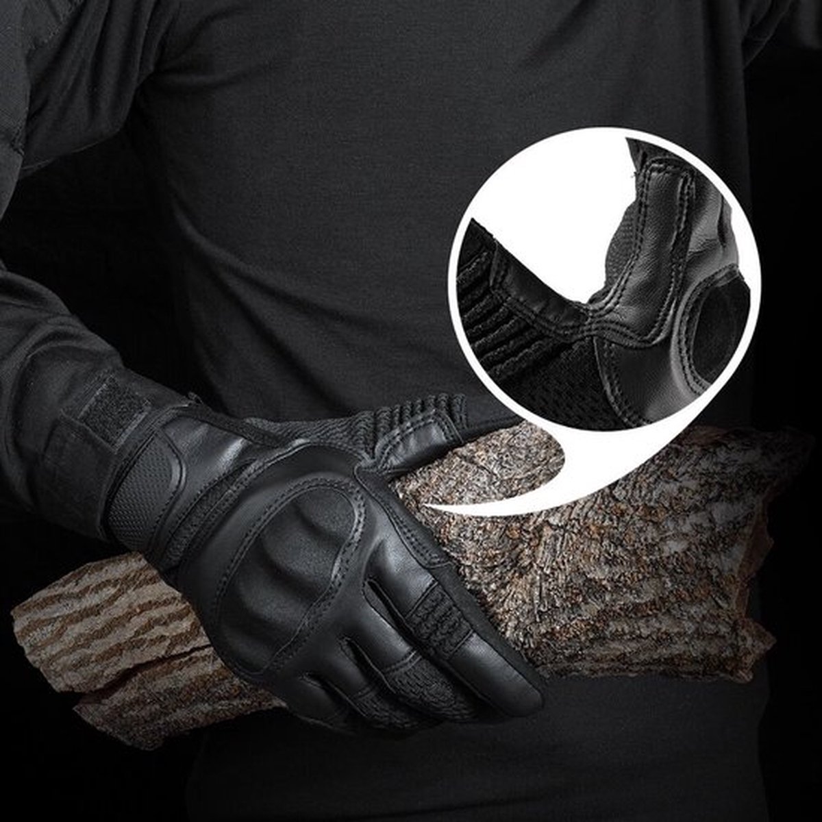 Breathable motorcycle gloves - Black - PU leather - Motorcycling gloves - Size XL - Touchscreen compatible - Protective β image 4