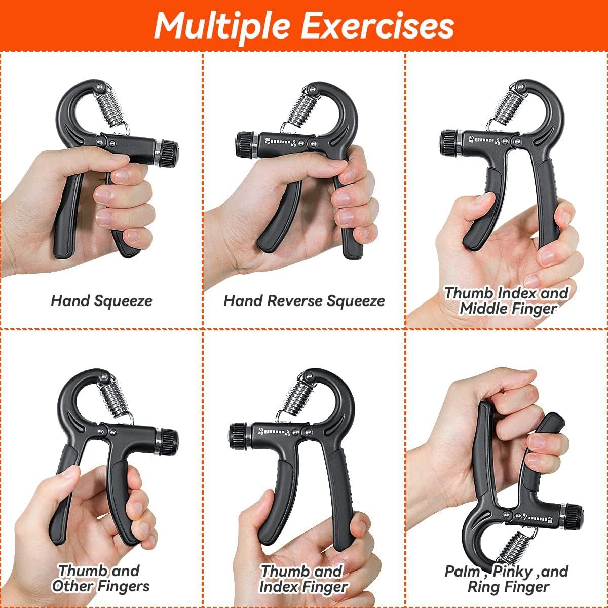 2 Pack Adjustable Hand Grip Strengtheners, Forearm Exercisers with 5 to 60 kg Resistance for Hand Training, Fitness and Rehabilitation — image 4