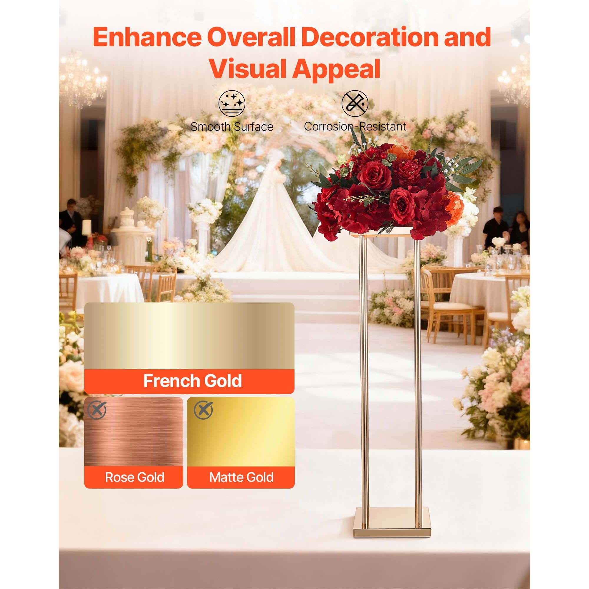 Wedding Flower Stand, 10PCS 80cm Column Flower Stand, Floral Stands with Metal Laminate, Cylindrical Cubic Floral Display Rack for Wedding, Party, Birthday — image 4