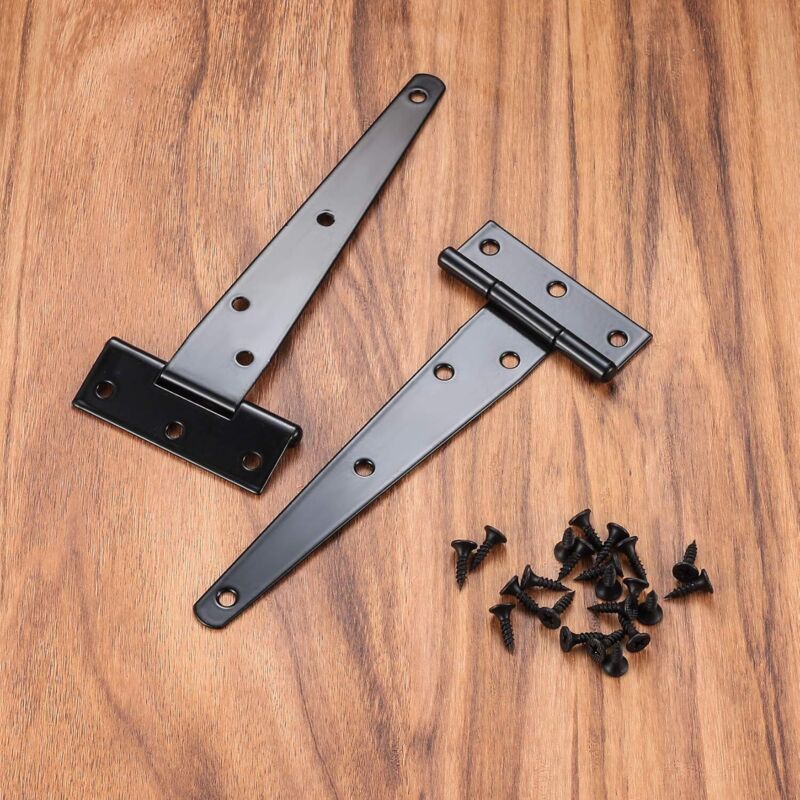4 Pack Hinges, Black Barn Door Hinges, Stainless Steel Flat Hinge For Gates, Closet - 6 Inch — image 4