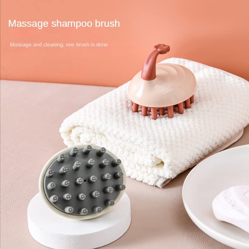 2pcs Head Massager,Scalp Massager, Household Silicone Shampoo Brush Hair Cleaner with Handle Does Not Hurt Dry Wet Head Shampoo Brush — image 3