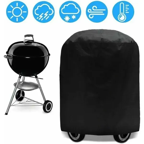 1 Piece 210D Oxford BBQ Grill Cover, Waterproof UV-Resistant Outdoor Protector for Kettle Grills, Black, 70 x 70 cm — image 3