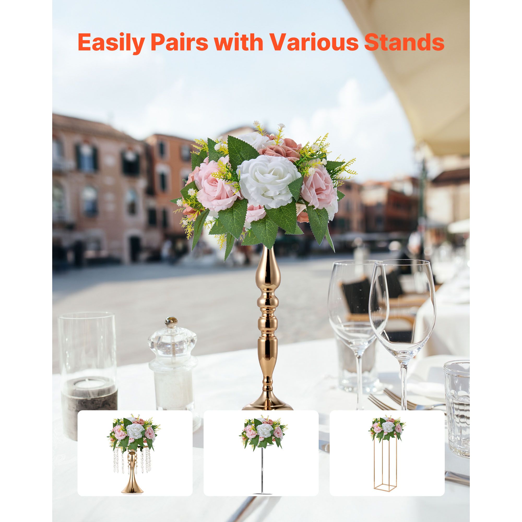 Flower Ball Arrangement Bouquet 10PCS, 240 mm Diameter Artificial Flower Balls Wedding Table Centerpieces, Faux Rose Arrangements for Wedding Centerpiece Home — image 4