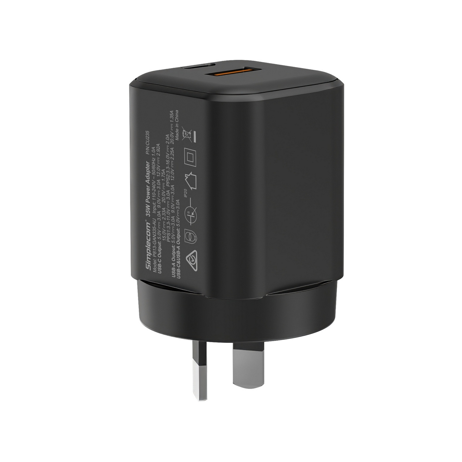 Simplecom CU235 Dual Port PD 35W Fast Wall Charger USB-C + USB-A for Phone Tablet โ image 3