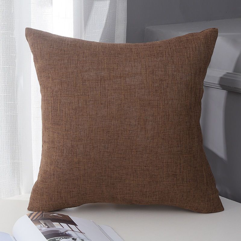 Le Su Cotton Linen Cushion Solid Color with Core 53# Coffee 45*45-single pillowcase