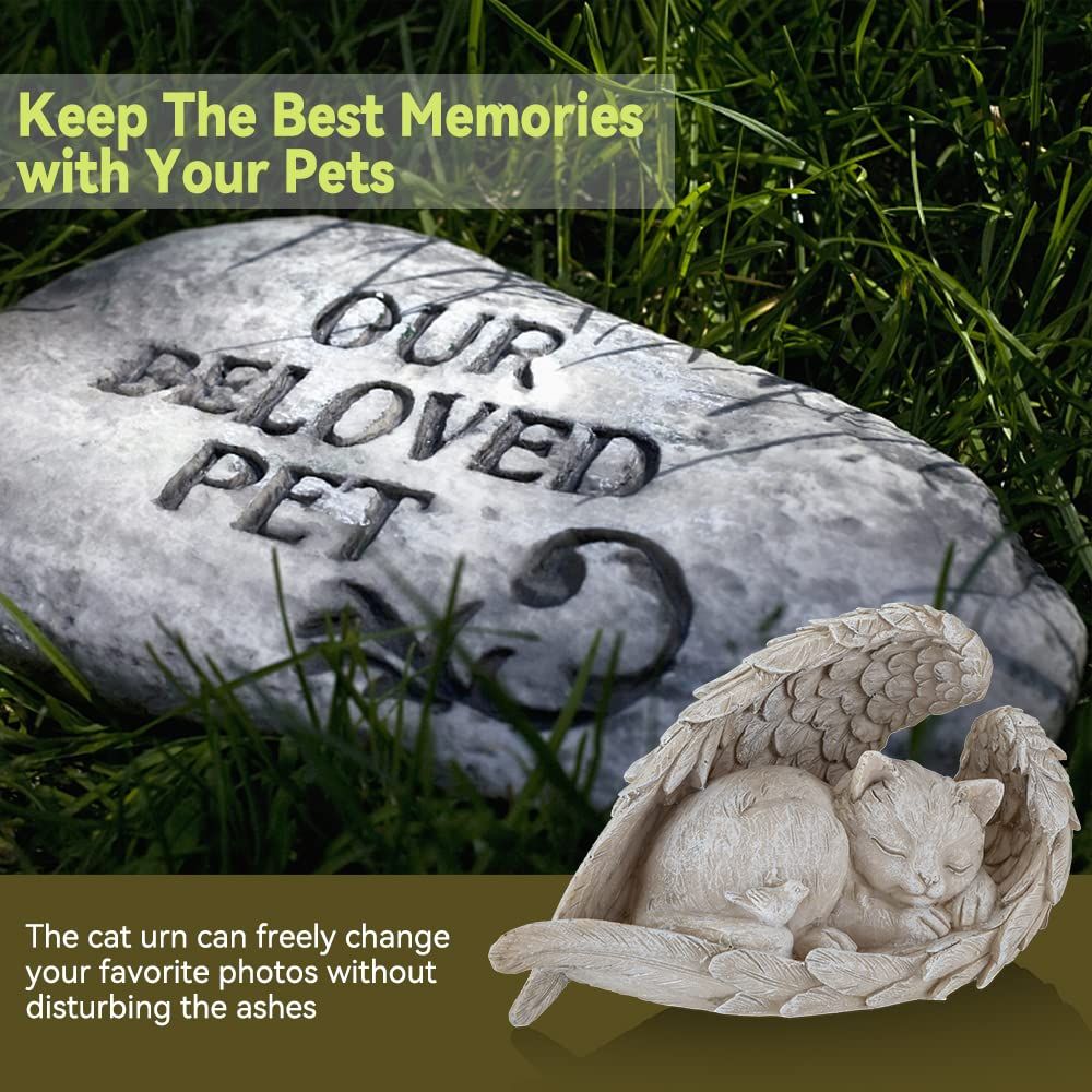 Cat Angel Memorial Statue Commemorates Our Lost Fur Baby,Cat Figurines is Placed in The Outdoor Garden or Tombstone — image 5