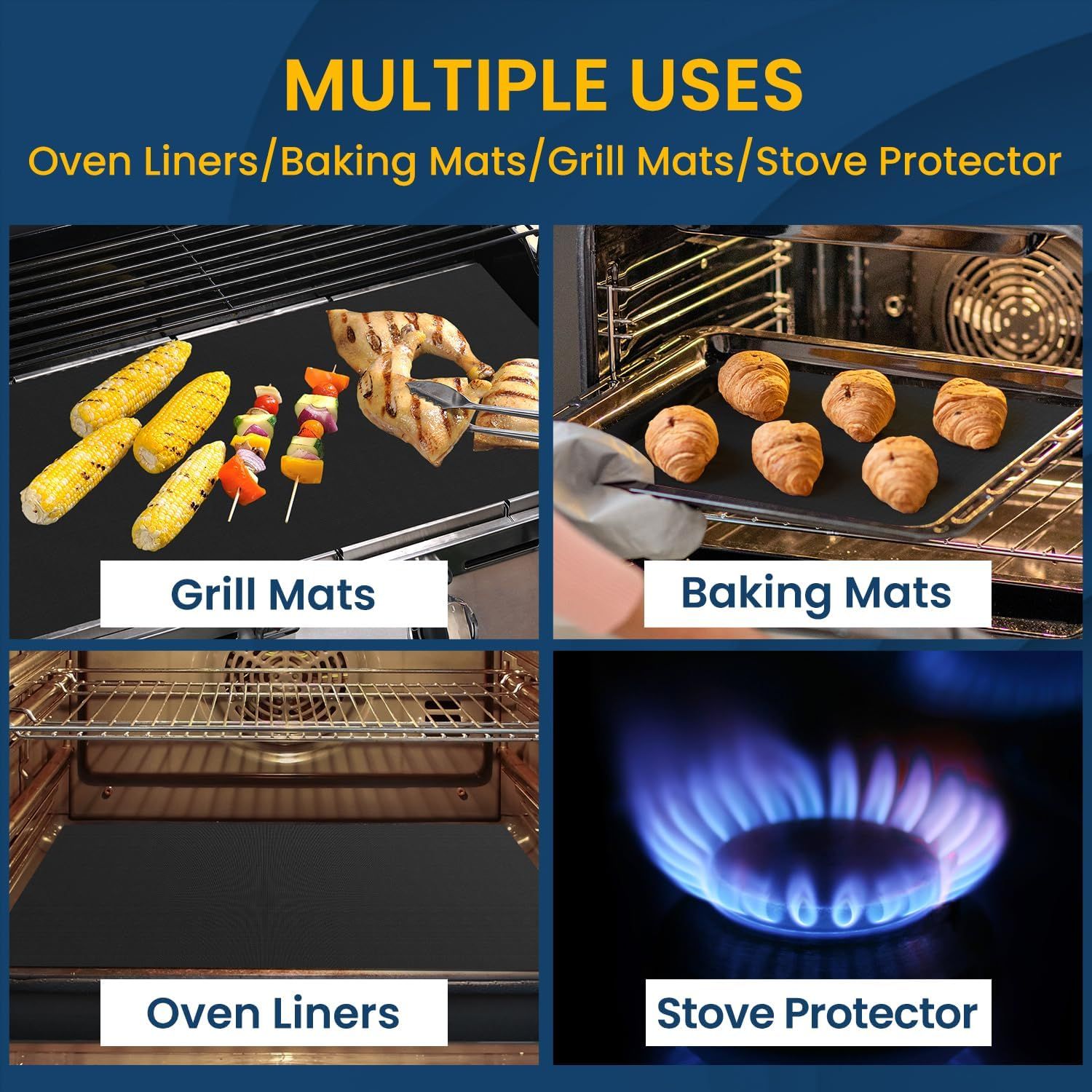 Cooks Non-Stick Oven Protector Mat - 5 Heavy Duty Nonstick Oven Rack Liners to Protect Convection, Electric, Gas, & Microwave Ovens - Heat Resistant Baking โ image 5