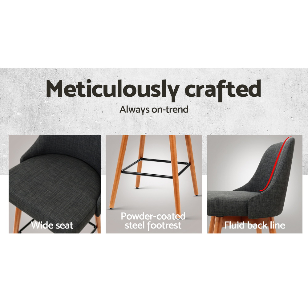 Artiss 2x Bar Stools Swivel Seat Wooden Charcoal โ image 5