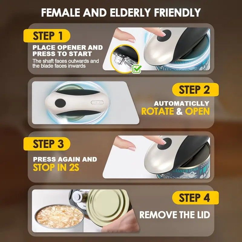 Smart Electric Can Opener, One-Touch Automatic Opening, Type-C Rechargeable with Long Battery Life, Safe and Smooth Edges Protect Hands, Ideal for Elderly โ image 5