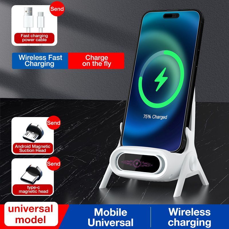 Vertical Chair Shaped Phone Holder, Magnetic Wireless Charger, Lazy Mobile Stand For Video Watching, White