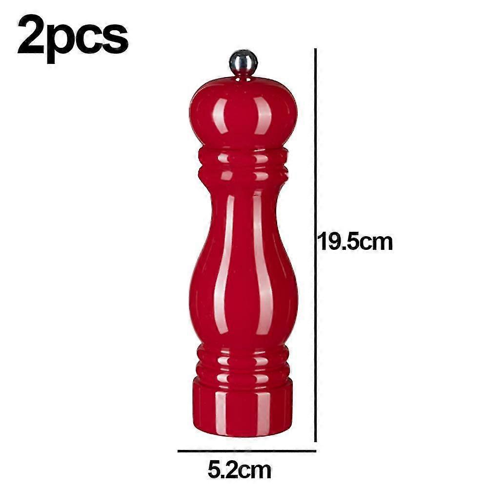 Salt and Pepper Mill Wooden Pepper Mill Salt Pepper Shaker With Adjustable Ceramic Rotor_Cheap Gifts 2pcs red โ image 2