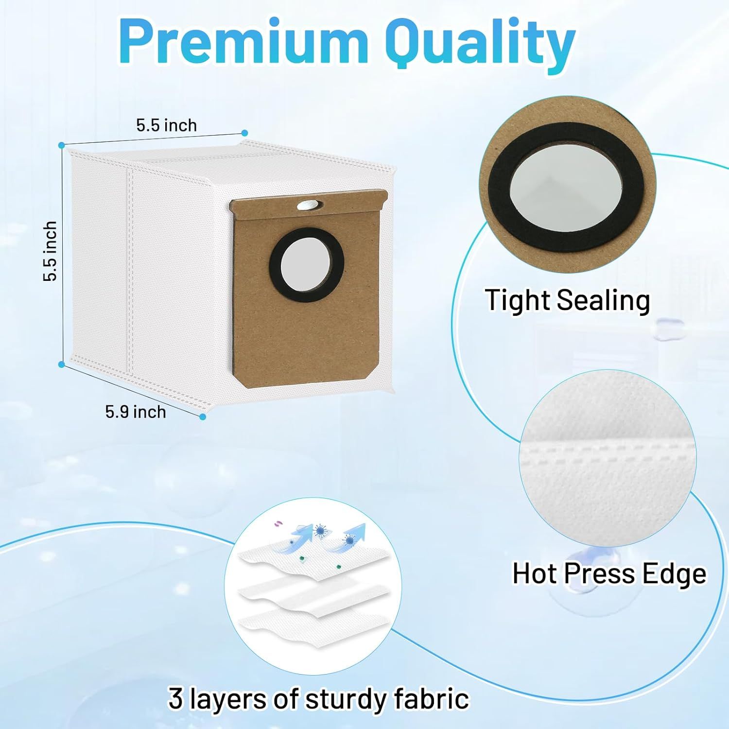 16 Pack L60 SES Replacement Vacuum Dust Bags Compatible with Eufy L60/L50 Series Robot Vacuum with Self Empty Station, 2.5L Replacement Bags for Eufy L60 Robot โ image 2