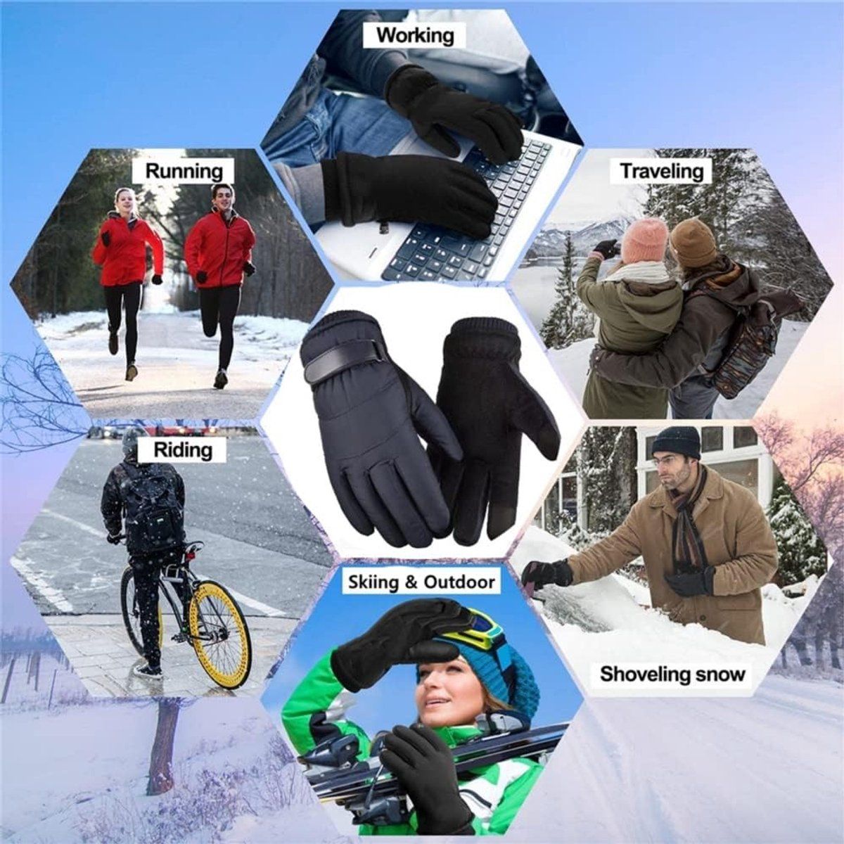 Gloves, Winter Gloves, Touchscreen Gloves, Cycling Gloves, Non-slip, Travel and Daily Winter Wear, Grey โ image 4