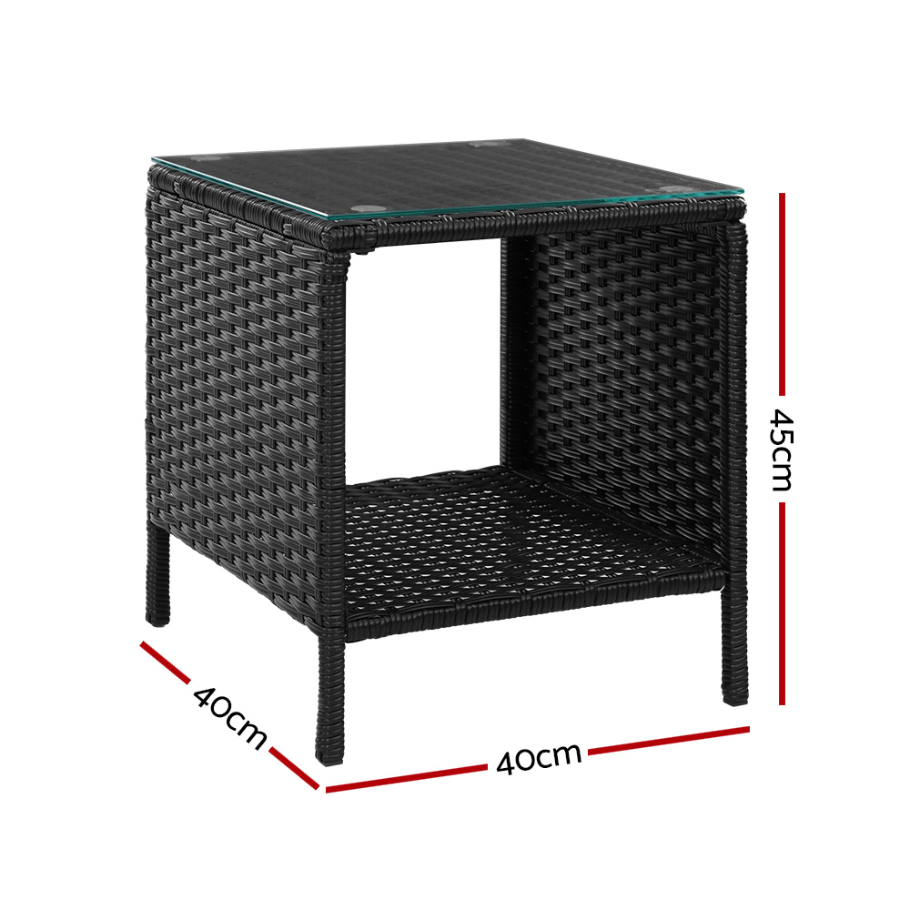 Gardeon Coffee Side Table Wicker Desk Rattan Outdoor Furniture Garden Black — image 2