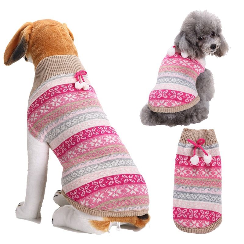 Dog Sweater Acrylic Knit Christmas Pink hanging white Bell XL Size: XL; Neck (cm): 38-44; Bust (cm): 50-58; Back length (cm): 36-40; Recommended pet weight