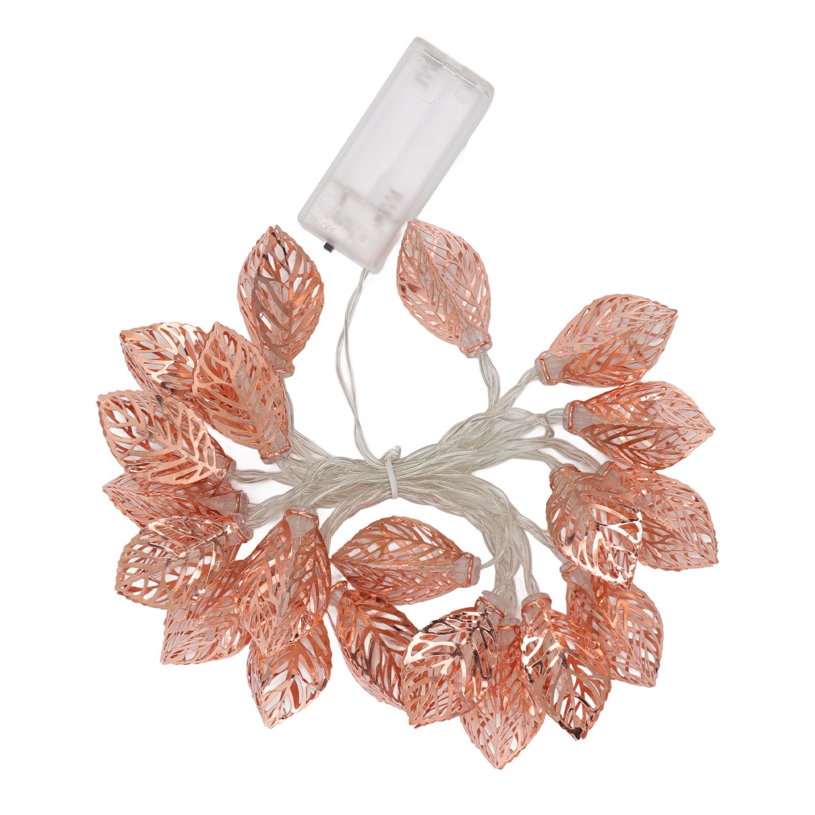 Rose Gold String Lights 20 LEDs Waterproof Battery Powered Hollowed Out Leaf Lights String Party Door Indoor โ image 2