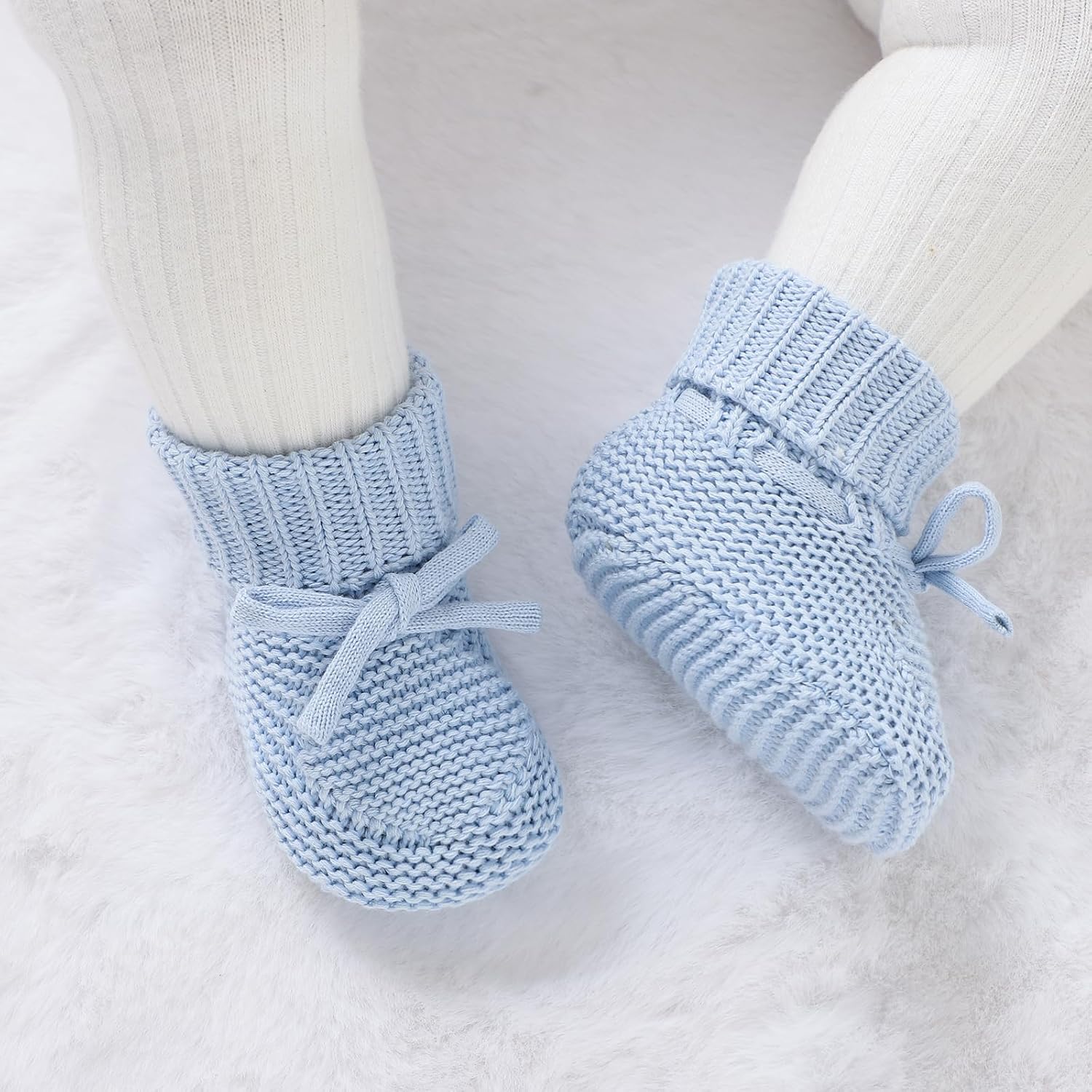 Baby Booties Newborn First Walkers Cozy Shoes Warm Knit Soft Booties for Toddler Infant Boy Girl โ image 3
