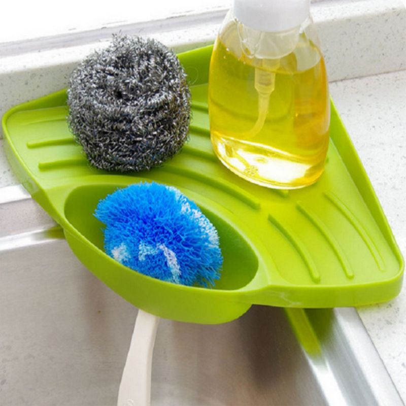 Triangle Shelf Rack Storage Shelf Rack Triangle Shelf Holder Soap Holder Sponge Holder Sink,Miscellaneous storage rack Green — image 2
