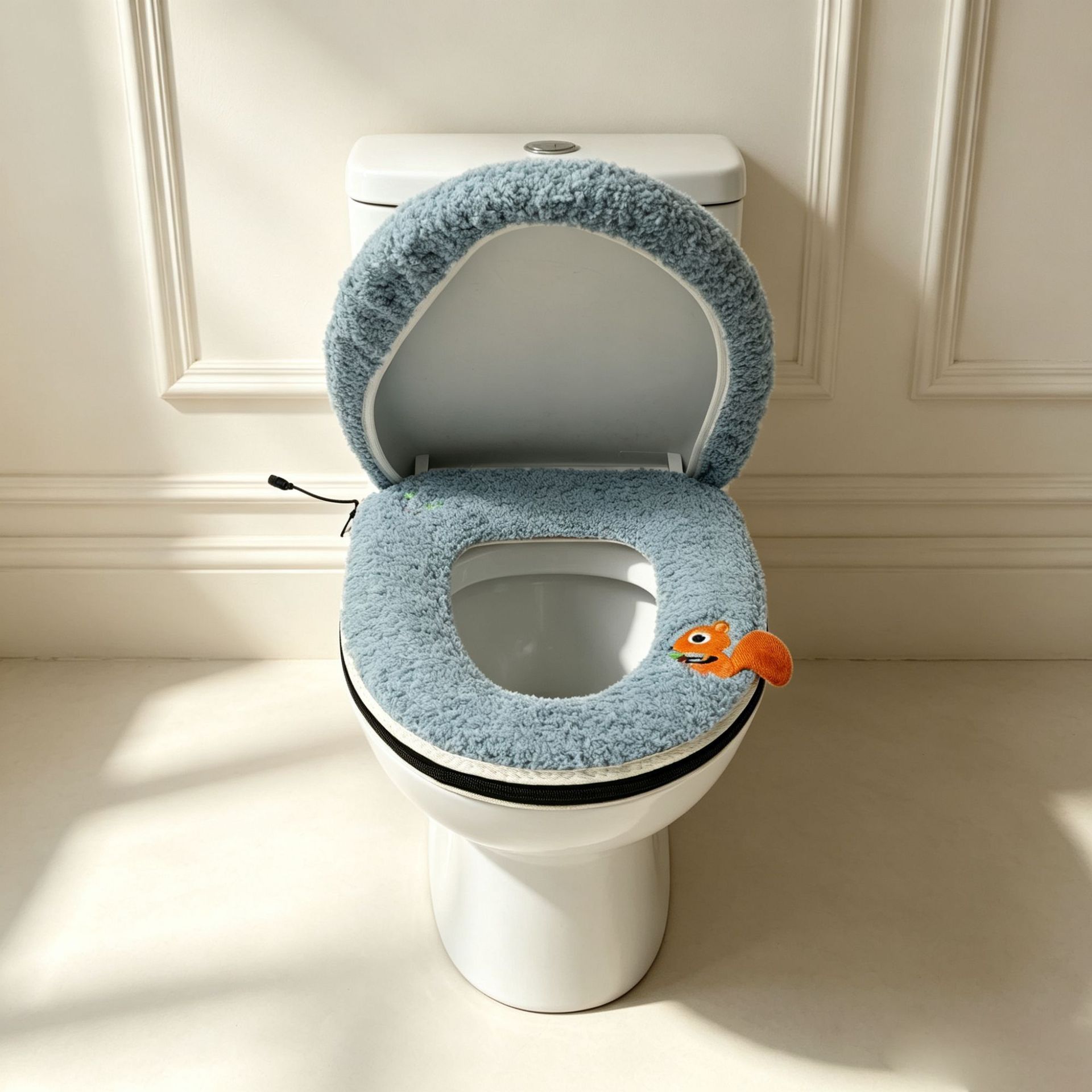 USB-Powered Heated Toilet Seat Cover Set with Soft Plush Fabric, Adjustable Temperature & Timer, Easy-to-Clean PU Leather Bottom — image 4