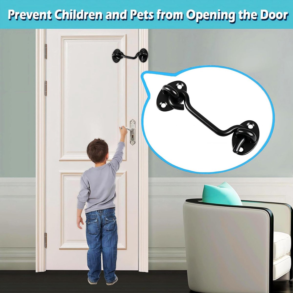 2 pieces - Wind hook - 6 inch - Wind hooks - Door hinges - Door bolt - Hinge - barn door hook - hook and eye bolt - cabin hooks and eye bolt - swivel window — image 2