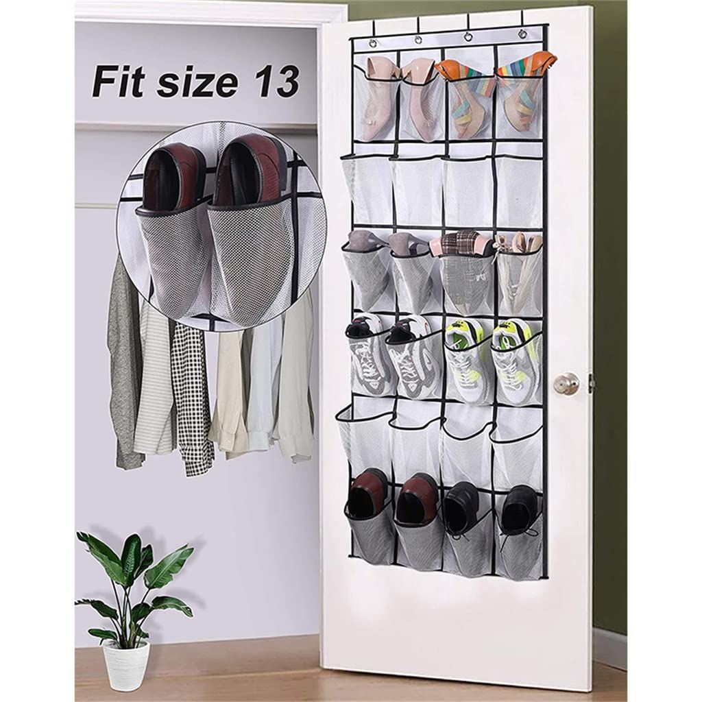 Large Mesh Pockets Over The Door Shoe Rack, Hanging Shoe Organizer for Closet Hanging Shoe Rack Holder Hanger — image 5