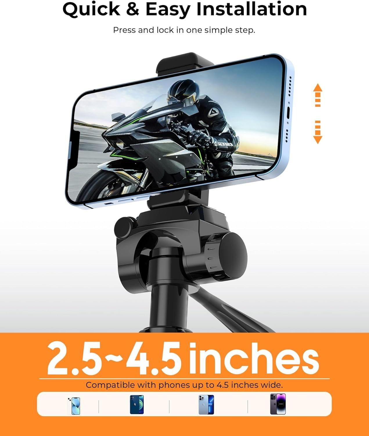 CIGMAN 59-inch Lightweight Adjustable Laser Level Tripod with 3-Way Swivel Pan Head, Bubble Level, Phone Holder, Quick Release Plate with 1/4" Screw Mount & — image 4