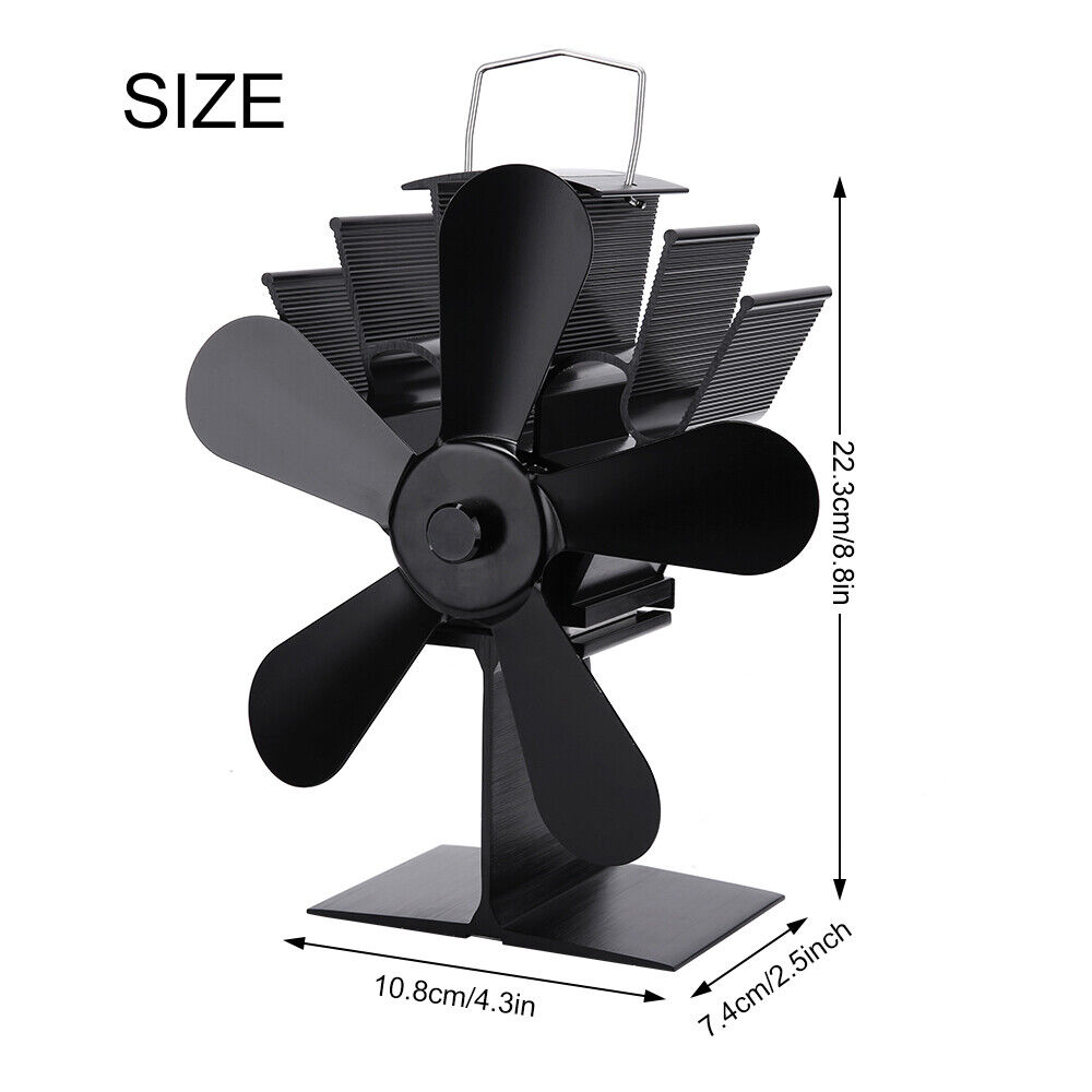 Wood Heater Fan Eco Heat Powered Self-Powered Silent for Fireplace Stove Burner — image 2