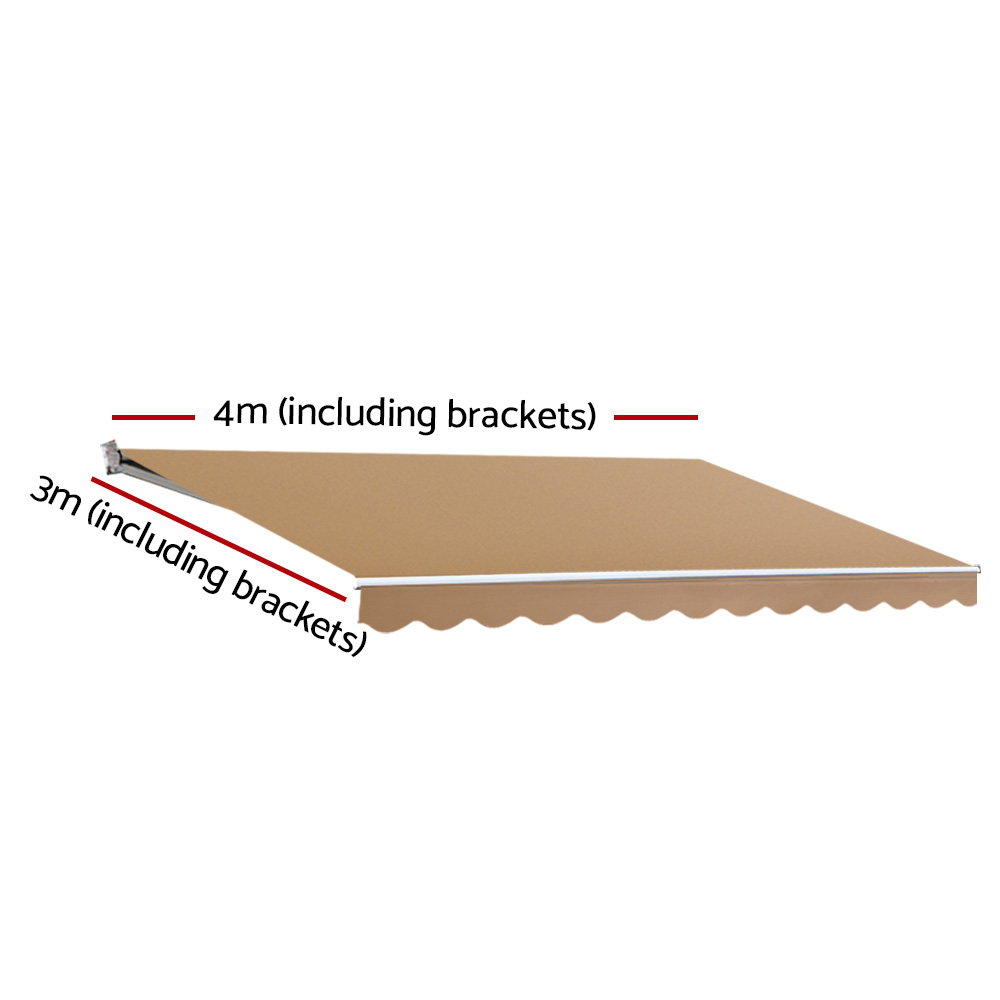 Instahut Retractable Folding Arm Awning Manual Sunshade 4Mx3M Beige โ image 2