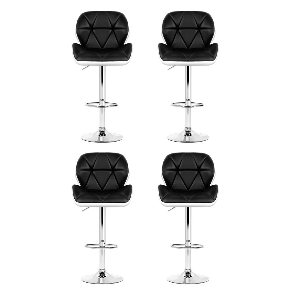 Artiss 4x Bar Stools Gas Lift Padded Leather Black & White — image 3