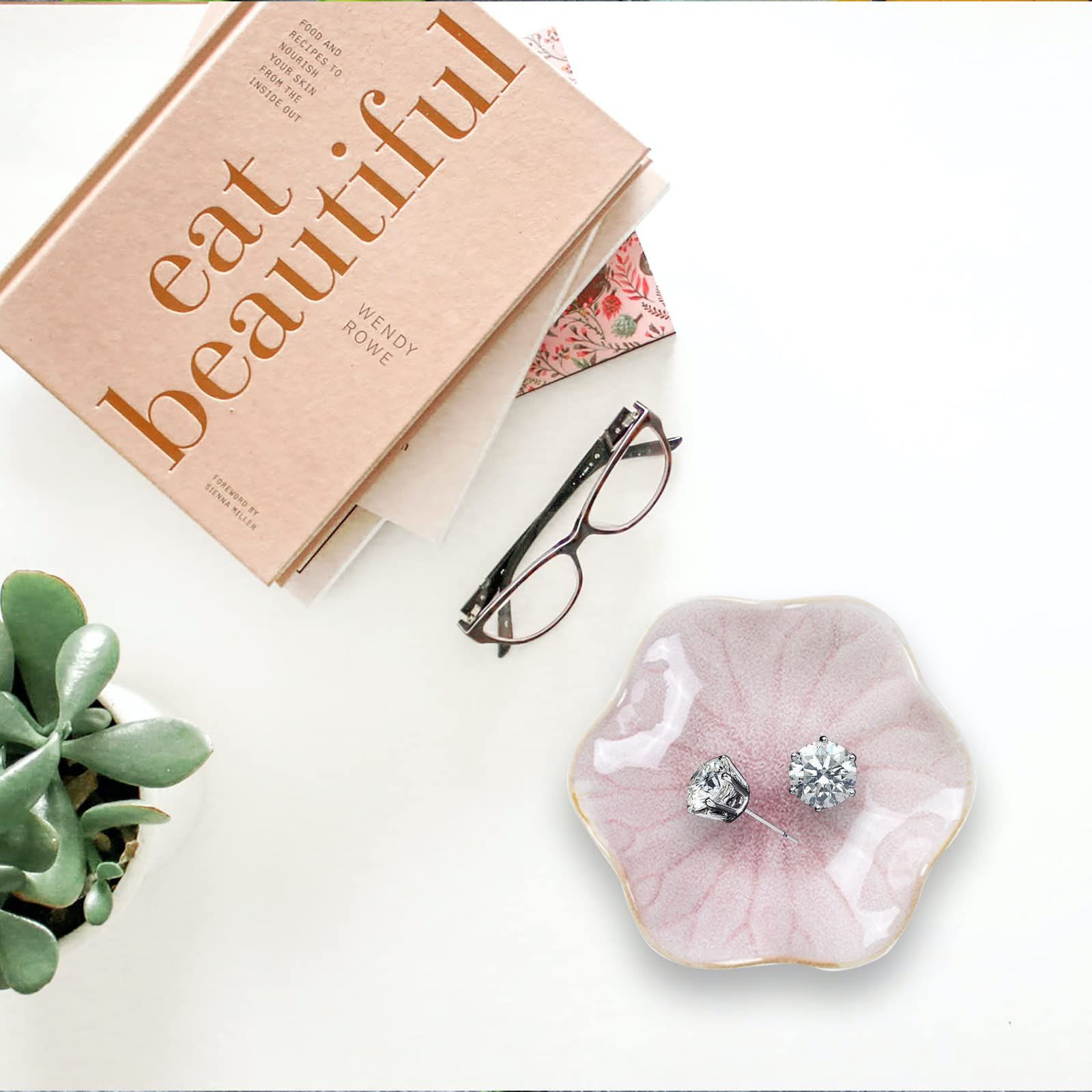 Ceramic Jewelry Tray Ring Dish, 4.33 Inch Key Bowl Ceramic Tray 4PCS, Ttrinket Dish Jewelry Dish, Home Decoration — image 4
