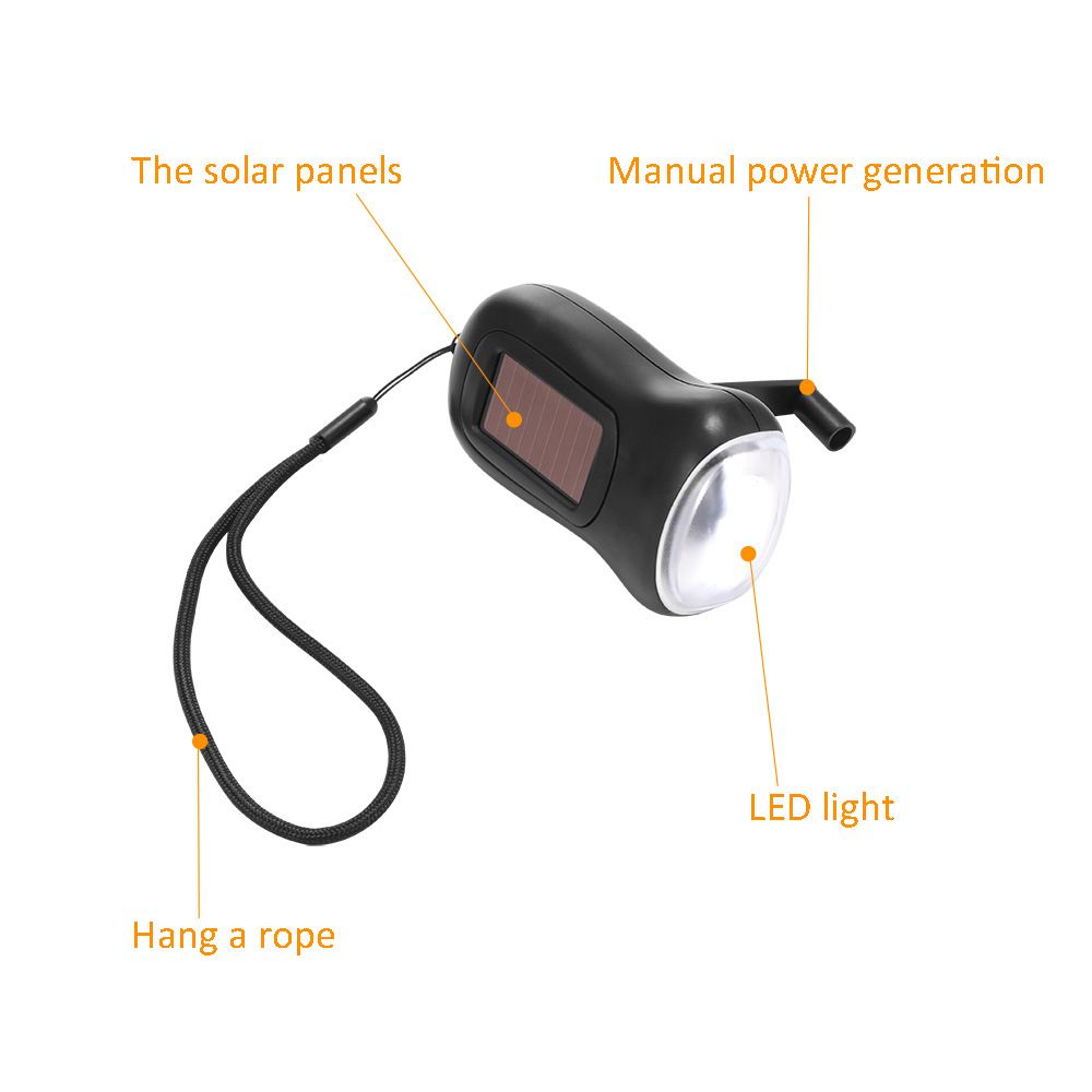 Hand Crank Dynamo Solar, LED Powered Flashlight Emergency Eco Rechargeable Torch Wind Up Torch for Camping Hiking Traveling โ image 2