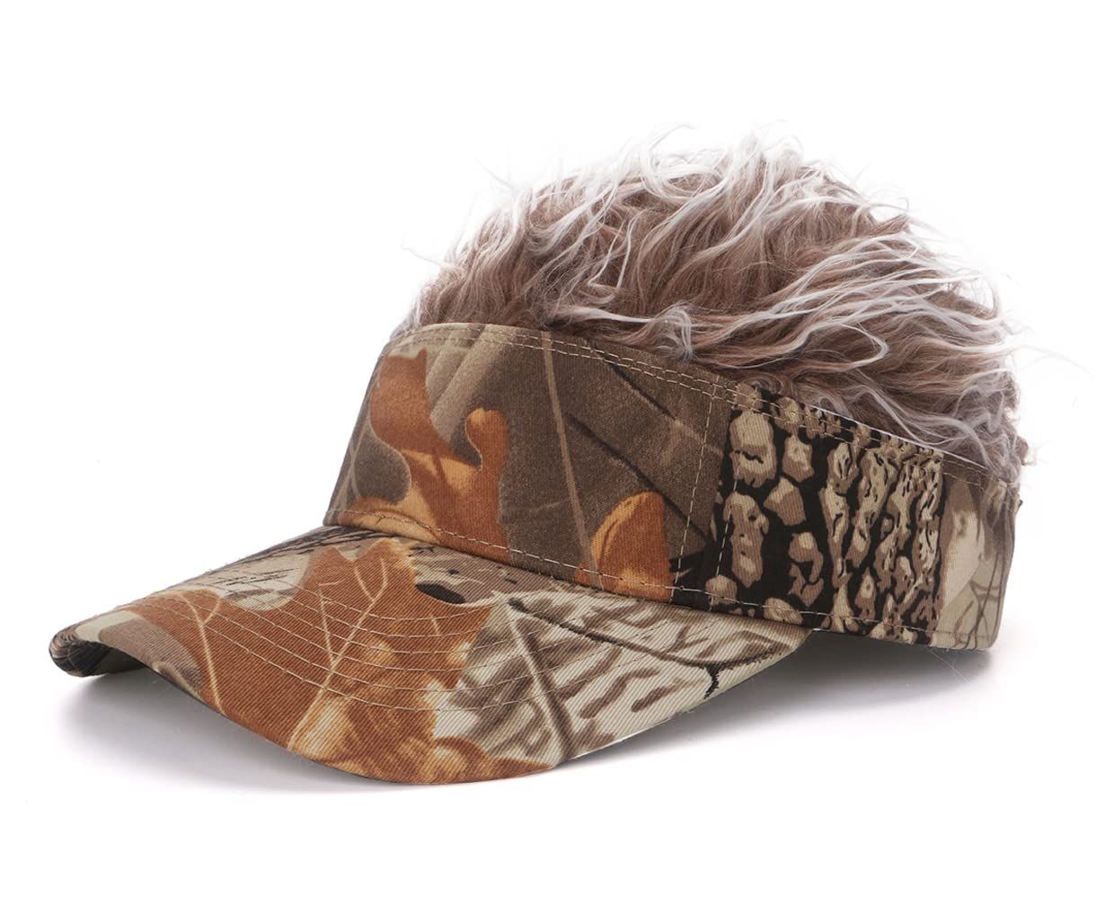 Men's Hair Visor Sun Hats Visor with Hair Fake Hat with Hair for Men Novelty Spiked Adjustable Baseball Caps Funny Gift — image 4