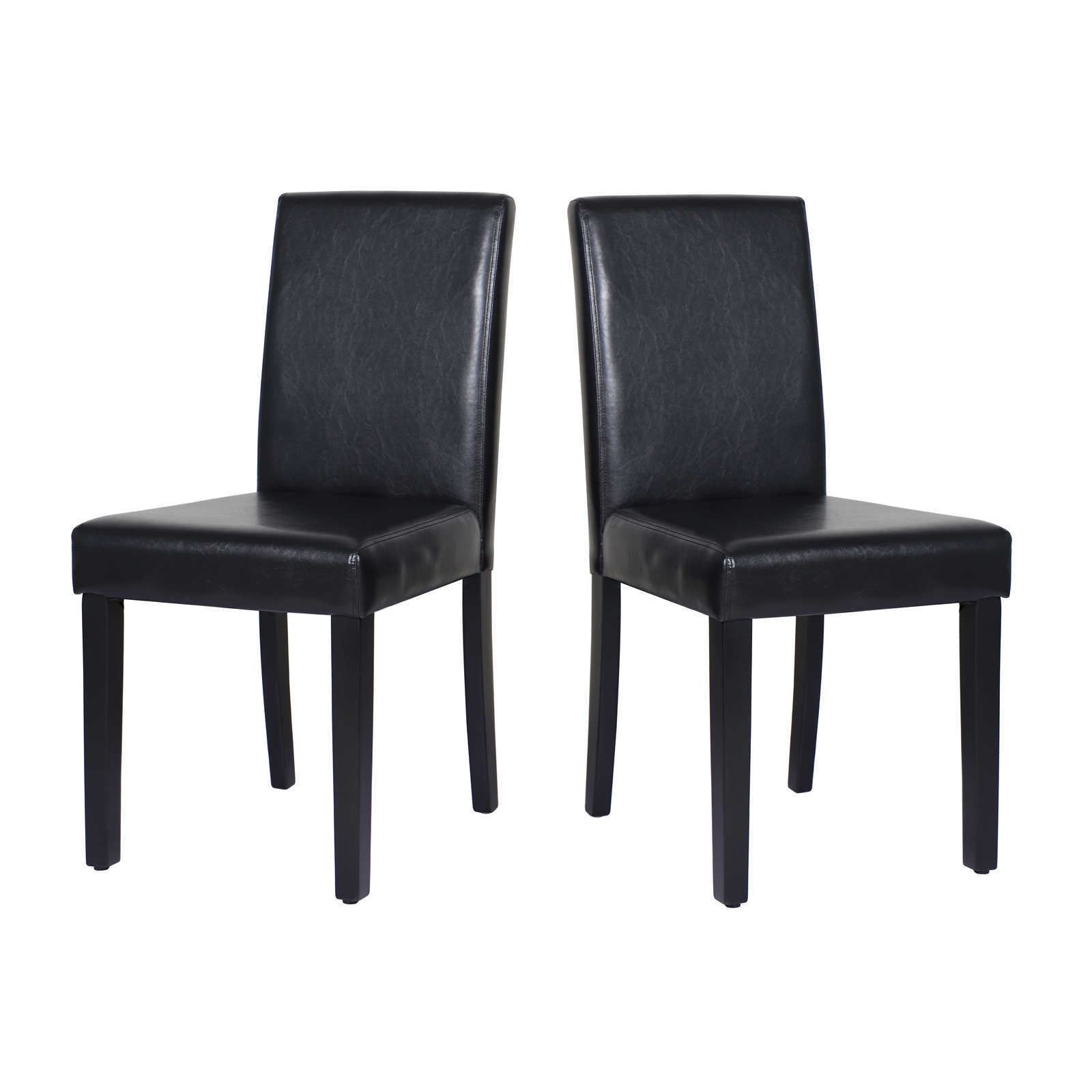 2x Wooden Frame Black Leatherette Dining Chairs with Solid Pine Legs — image 2