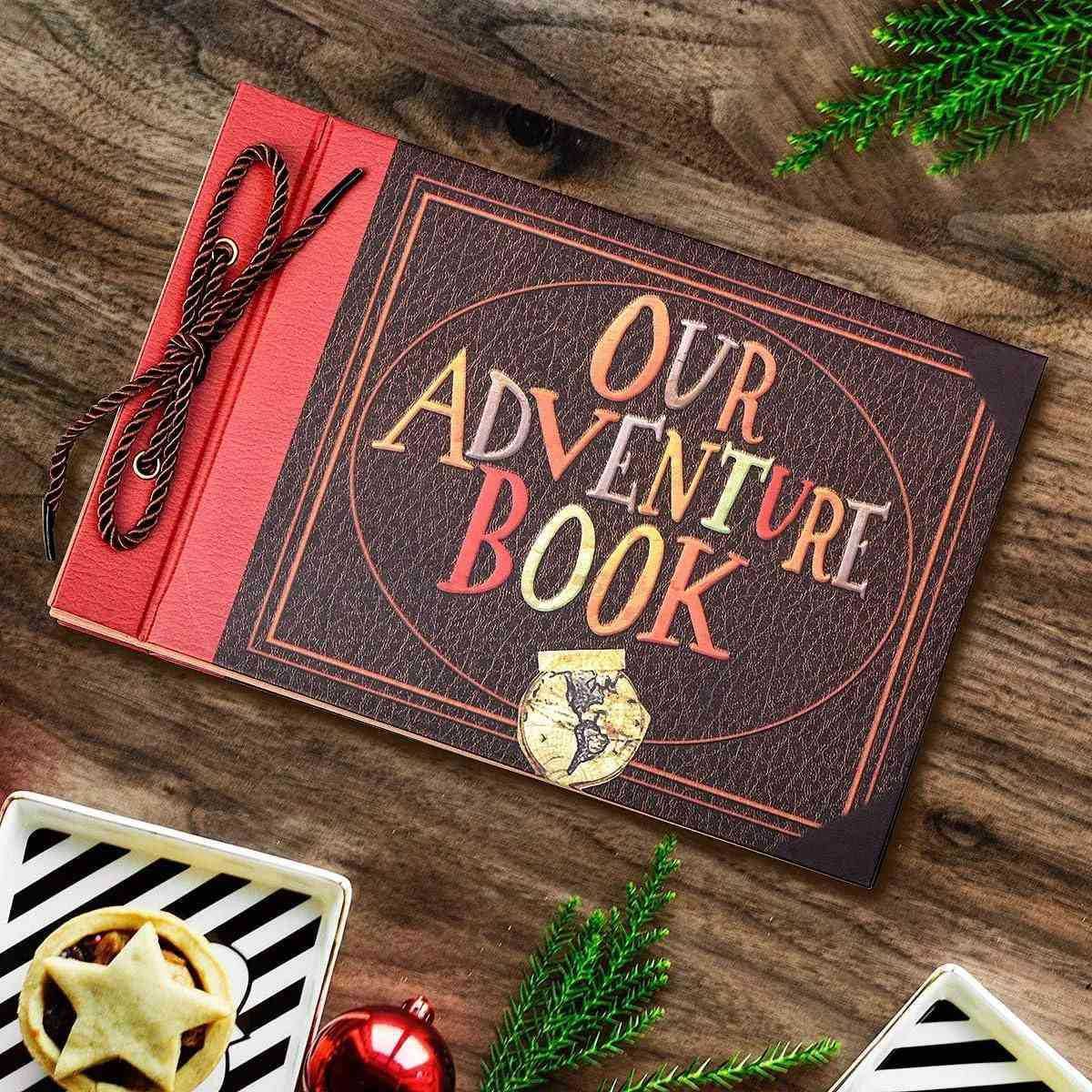 Scrapbook Photo Album,Our Adventure Book Scrapbook, Embossed Words Hard Cover Movie Up Travel Scrapbook for Anniversary โ image 4
