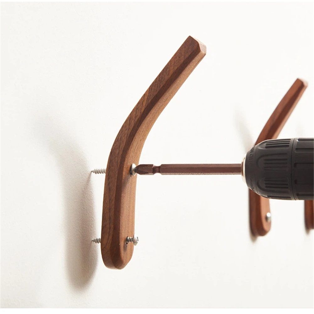 4Pack Wood Hooks Wall Mounted, Minimalist Easy Install Natural Real Walnut Cute Mid Century Modern Simple Rustic Boho Home Foyer Entryway Decor, for Hanging — image 5