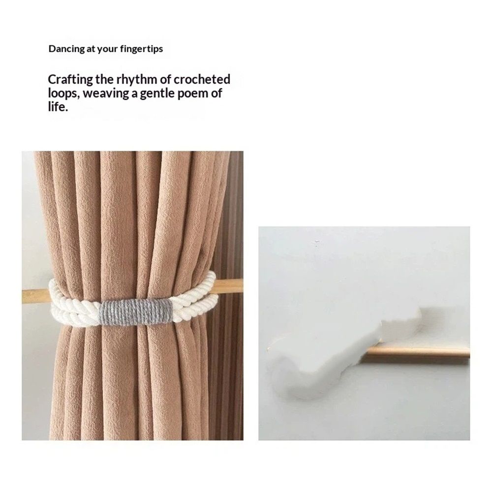 2 pack Curtain Tiebacks Rustic Holdbacks for Drapes, Farmhouse Tie Backs for Curtains, Jute Rope with Wood Club, Natural Boho Decor Shabby Chic Drapery Holder โ image 4