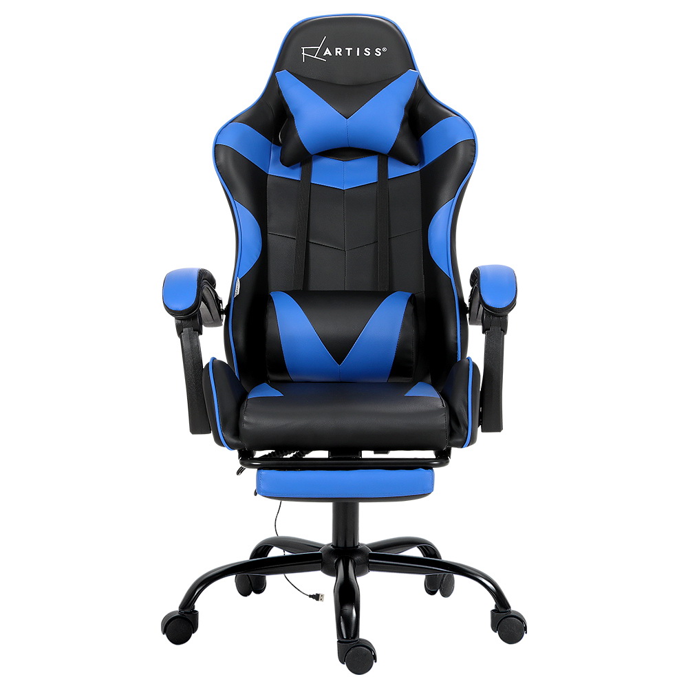 Artiss 2 Point Massage Gaming Office Chair Footrest Blue โ image 3