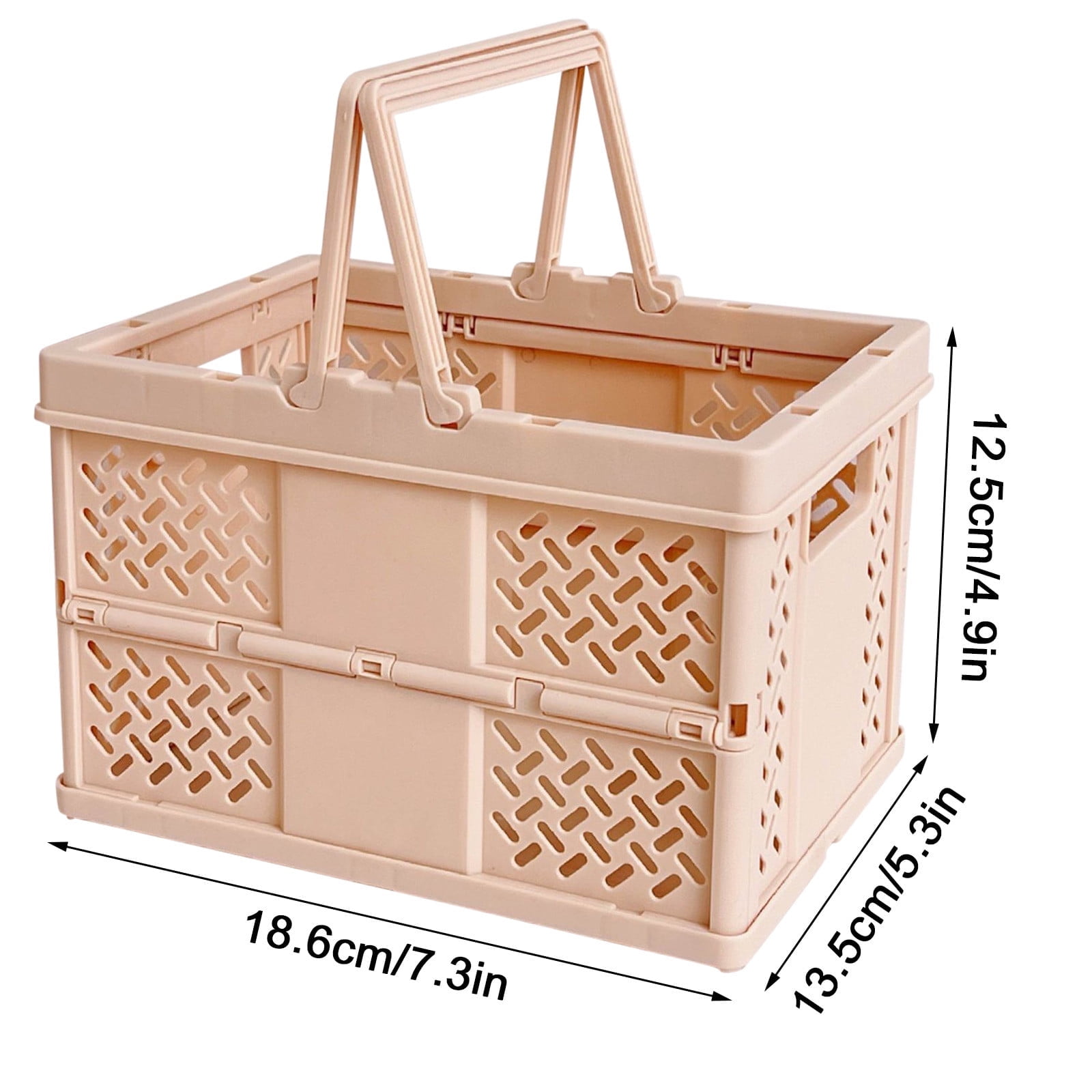 Foldable Storage Baskets with Handle, Portable Shower Basket, Vegetable Fruit Storage Organizers Box, Multifunctional Shopping Basket Outdoor Picnic Basket for — image 2