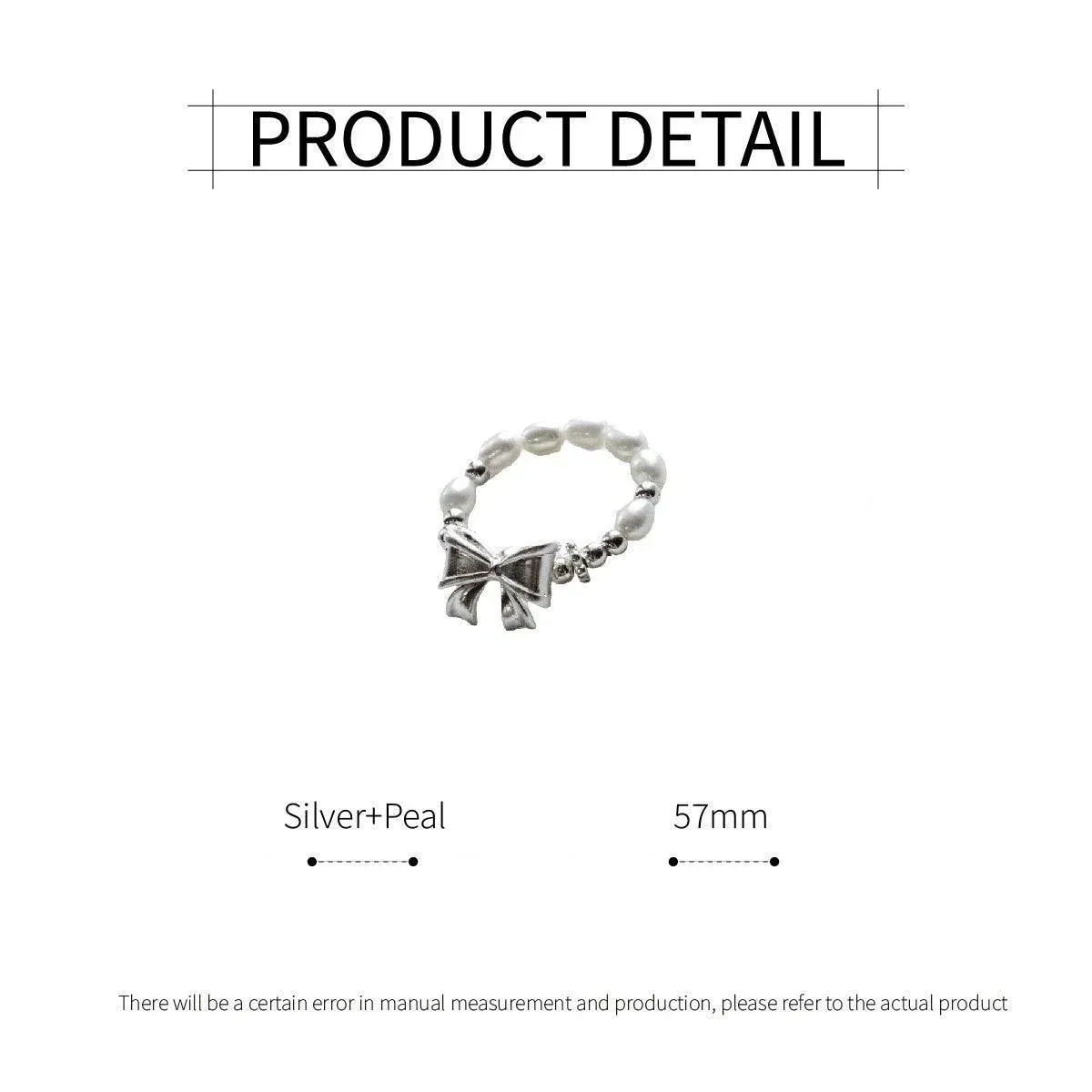Pearl Ribbon Bracelet Ring Elegant Jewelry for Women Fashion Accessories Gift - Ring โ image 5