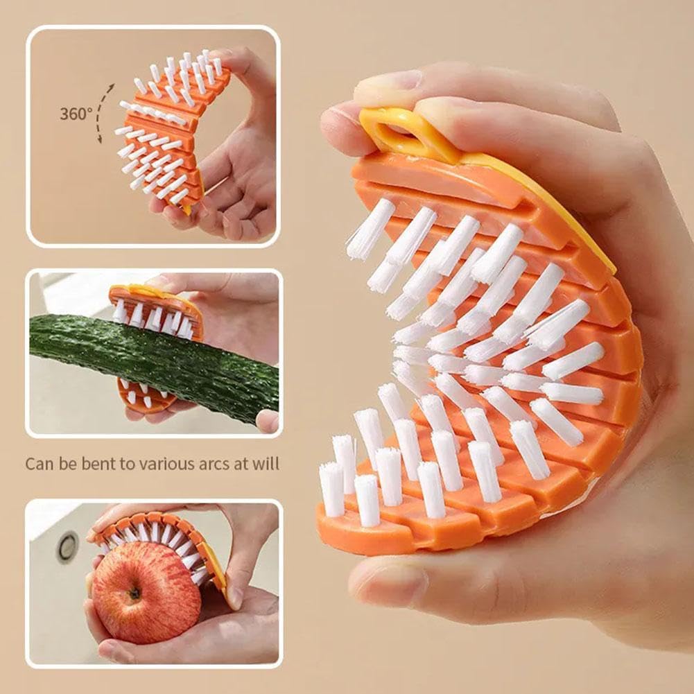 Vegetable Brush,Potato Brush Cleaning Brush,Multiple Fruit Vegetable Cleaning Brush,Vegetable Brush Scrubber for All Kinds Fruits Vegetables (Orange) — image 5